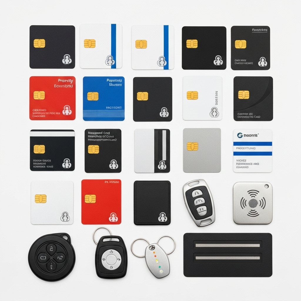 Various types of access cards, RFID cards and key fobs for duplication in Dubai