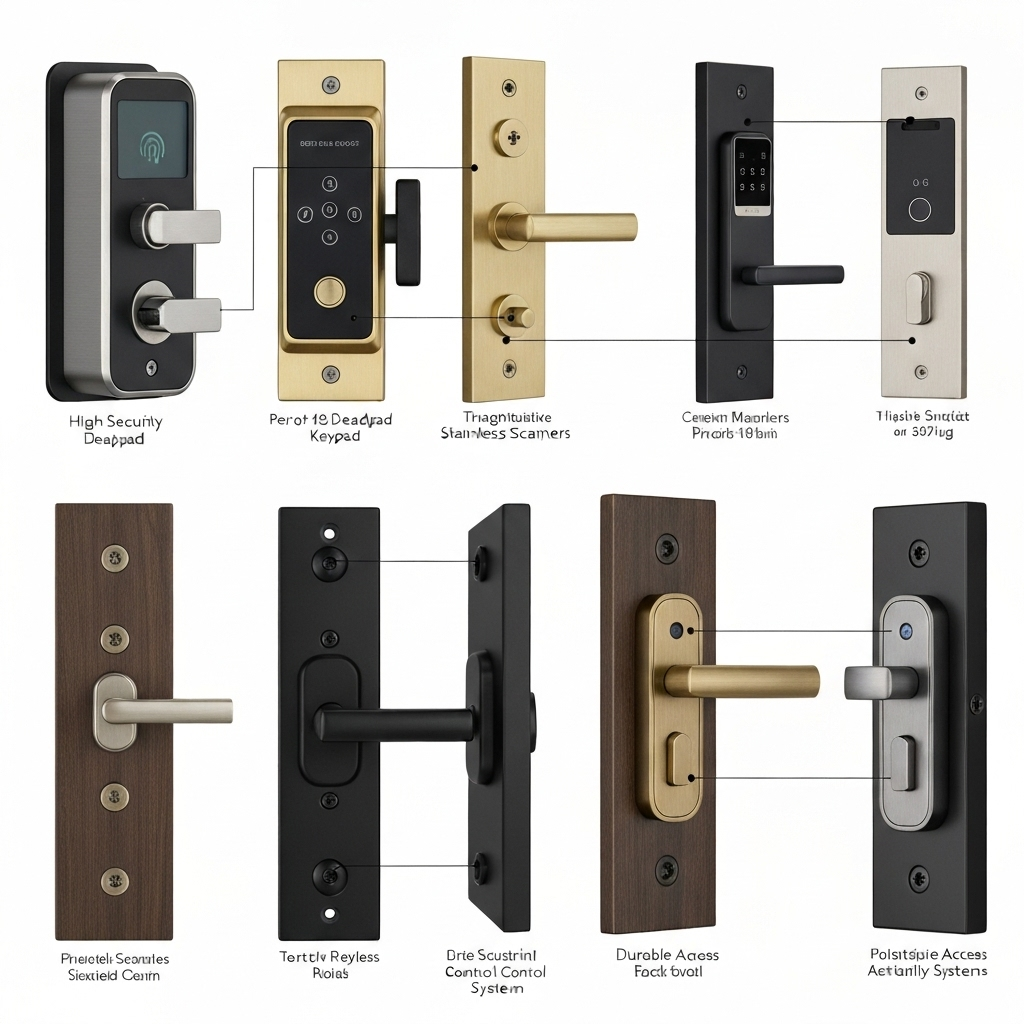 Various types of residential locks and security hardware